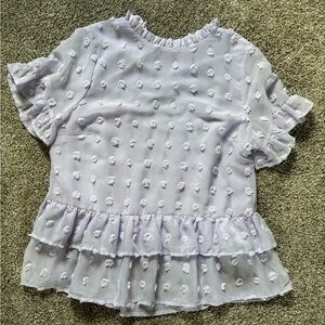 Lavender Boutique Blouse Short Sleeve Ruffled